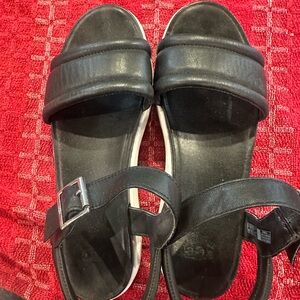 UGG Black Padded Slide Sandals with Ankle Strap